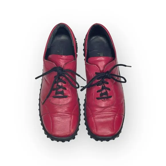 Jacques Cohen 𖦹 Hipster Chic Quilted Leather Sneakers 𖦹 Fire Engine Red 𖦹 8M