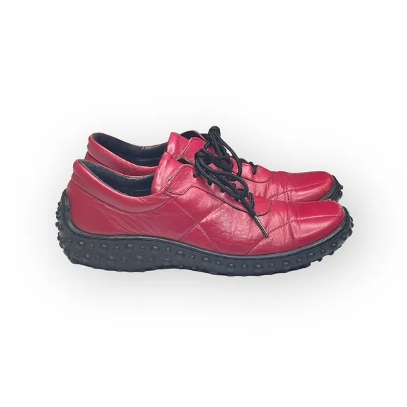 Jacques Cohen 𖦹 Hipster Chic Quilted Leather Sneakers 𖦹 Fire Engine Red 𖦹 8M