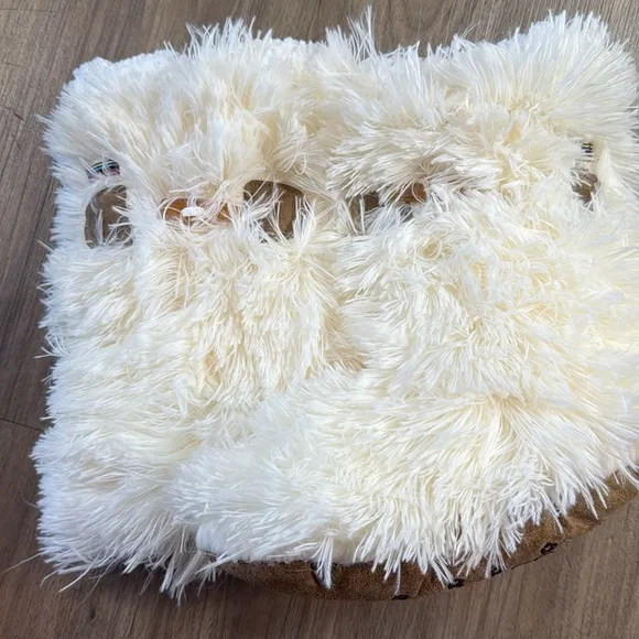 Jane and Bleecker Cream Furry Ankle Boots