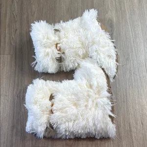 Jane and Bleecker Cream Furry Ankle Boots