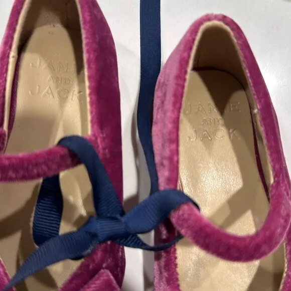 Janie and Jack Velvet Bow Ballet Flat in Burgundy Size 5