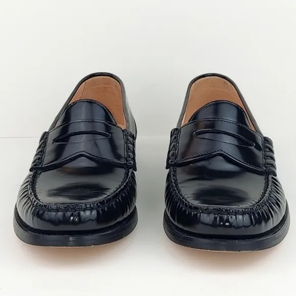 J.Crew Winona Classic Spazzolazo Leather Penny Loafers Black 8.5