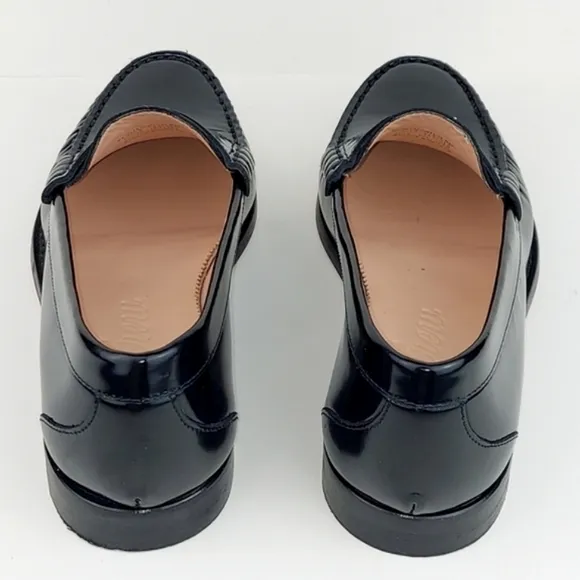 J.Crew Winona Classic Spazzolazo Leather Penny Loafers Black 8.5