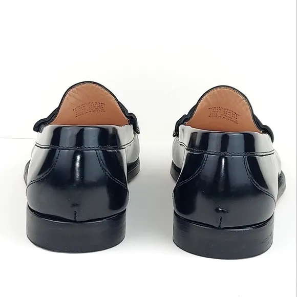 J.Crew Winona Classic Spazzolazo Leather Penny Loafers Black 8.5