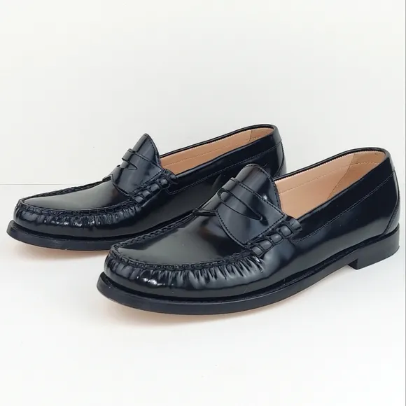 J.Crew Winona Classic Spazzolazo Leather Penny Loafers Black 8.5