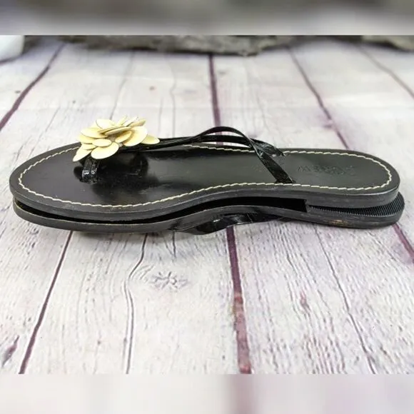 J.Crew Italian Leather Capri Posie Black Sandals