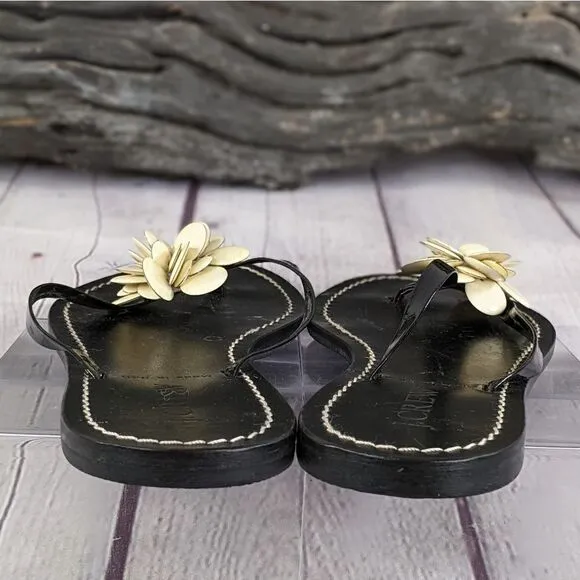 J.Crew Italian Leather Capri Posie Black Sandals