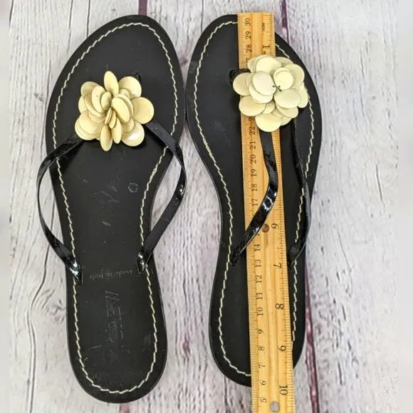 J.Crew Italian Leather Capri Posie Black Sandals