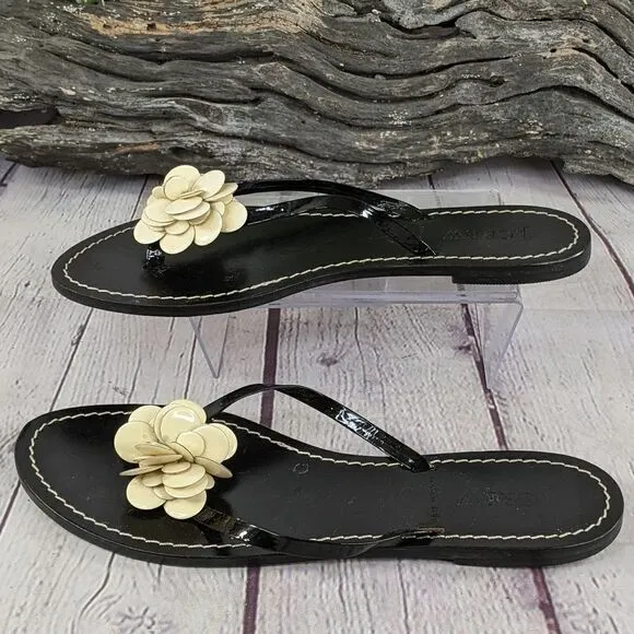 J.Crew Italian Leather Capri Posie Black Sandals