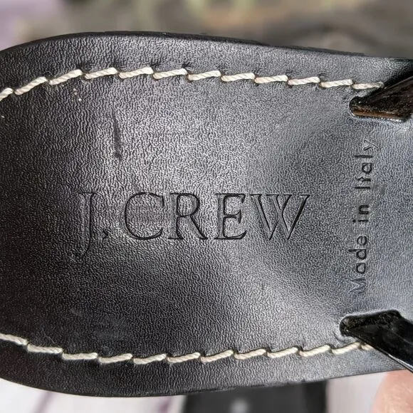 J.Crew Italian Leather Capri Posie Black Sandals