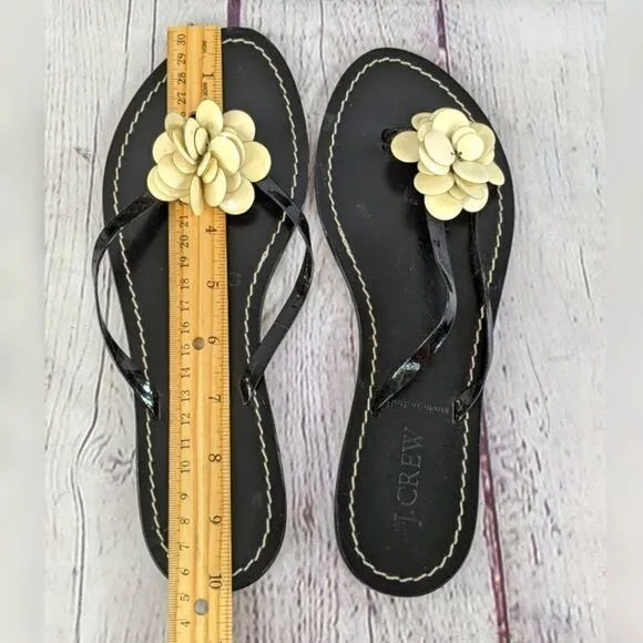 J.Crew Italian Leather Capri Posie Black Sandals