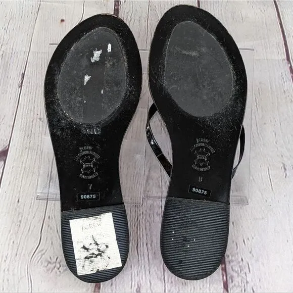 J.Crew Italian Leather Capri Posie Black Sandals