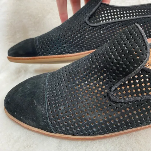 Jeffery Campbell Barkley Perforated black Suede Cap Toe Loafers. Size 7.5