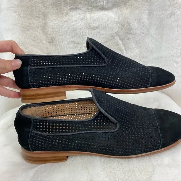 Jeffery Campbell Barkley Perforated black Suede Cap Toe Loafers. Size 7.5