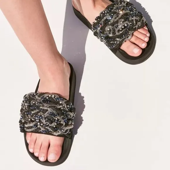 Jeffrey Campbell Beaded Jova Slide Size 7