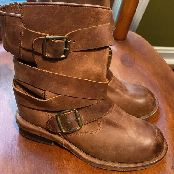 Jeffrey Campbell Brit Wrap Strap Boot - Brown Distressed Leather Women's Size 6