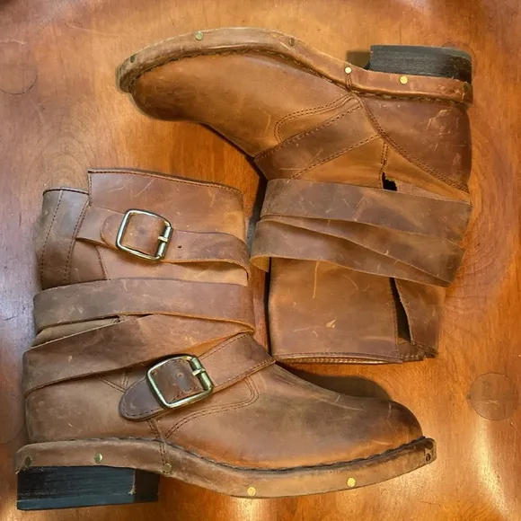 Jeffrey Campbell Brit Wrap Strap Boot - Brown Distressed Leather Women's Size 6