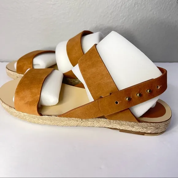 Jenni Kayne Saddle Tan Brown Suede Espadrilles Sunday Sandals Size 40EU/10US