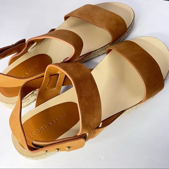 Jenni Kayne Saddle Tan Brown Suede Espadrilles Sunday Sandals Size 40EU/10US