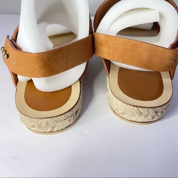 Jenni Kayne Saddle Tan Brown Suede Espadrilles Sunday Sandals Size 40EU/10US