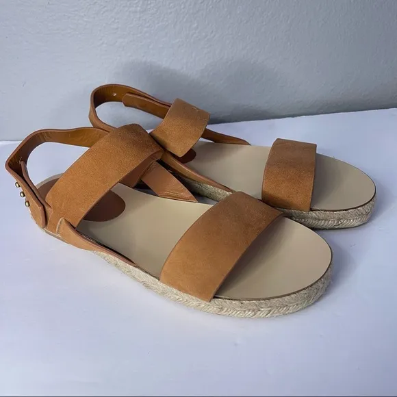 Jenni Kayne Saddle Tan Brown Suede Espadrilles Sunday Sandals Size 40EU/10US