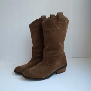 Jessica Simpson Brown Suede Western Midcalf Boots Super Cute!!  Sz 7.5