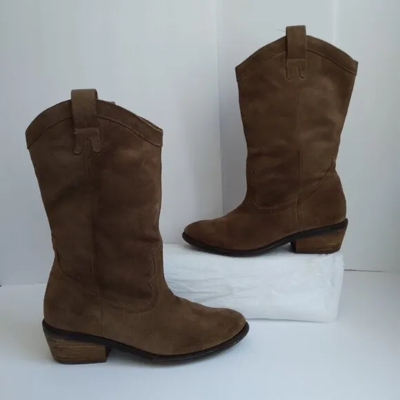 Jessica Simpson Brown Suede Western Midcalf Boots Super Cute!!  Sz 7.5
