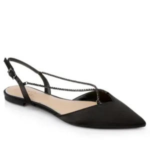 Jewel Badgley Mischka Alanna Black Rhinestone Strap Ballet Flats Size 5