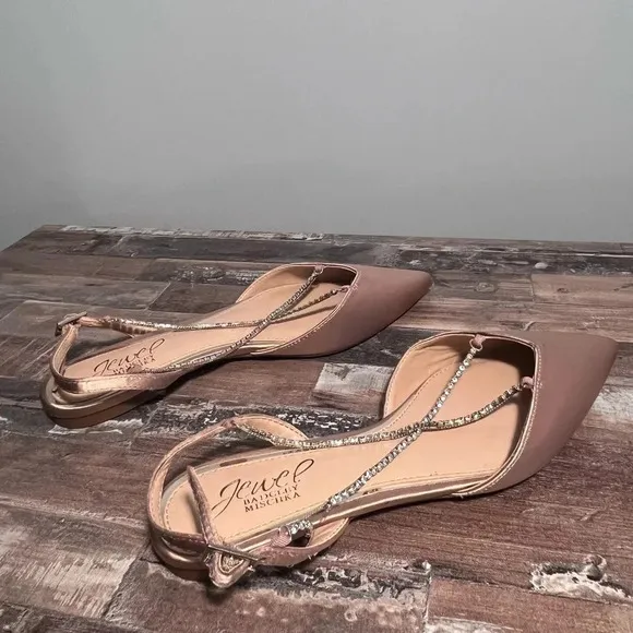 Jewel Badgley Mischka Nude Alanna Ballet Flats Women Size 5 NWOT