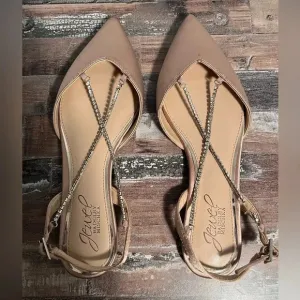 Jewel Badgley Mischka Nude Alanna Ballet Flats Women Size 5 NWOT