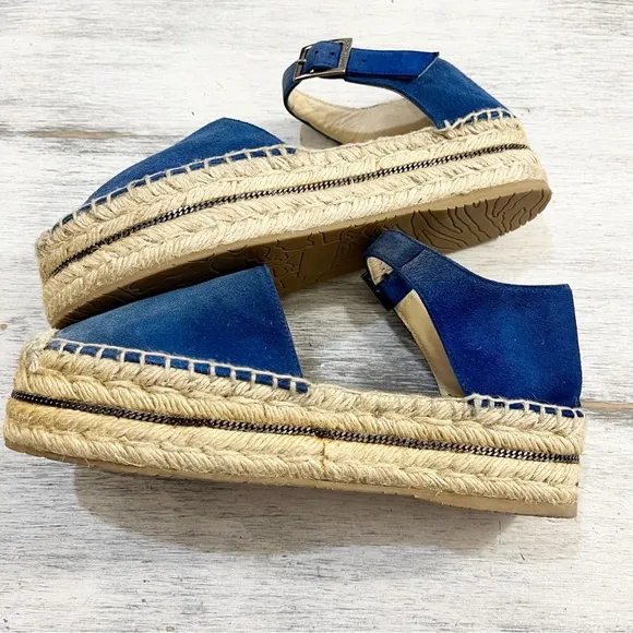 Jimmy Choo Blue Suede Delphine Espadrilles size 37