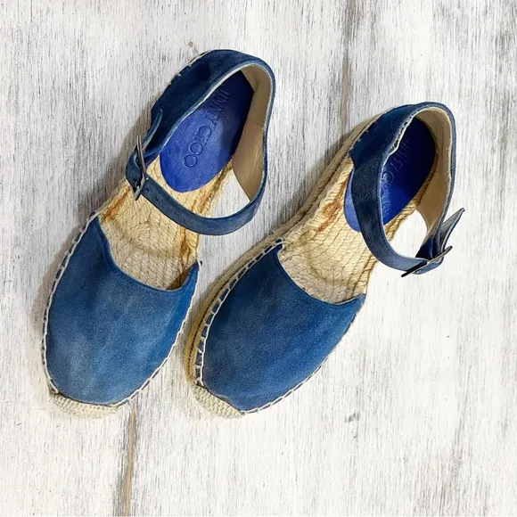 Jimmy Choo Blue Suede Delphine Espadrilles size 37