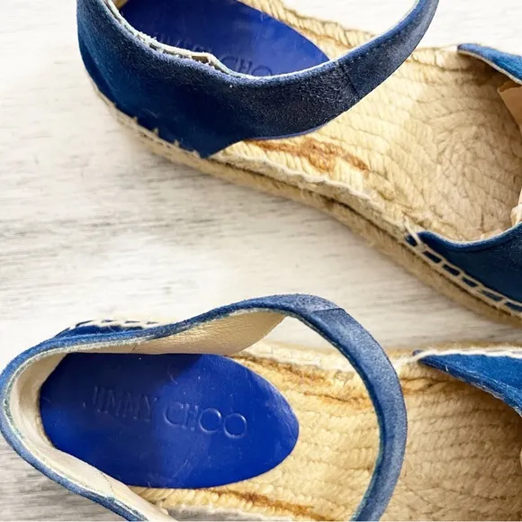 Jimmy Choo Blue Suede Delphine Espadrilles size 37