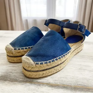 Jimmy Choo Blue Suede Delphine Espadrilles size 37
