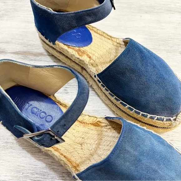 Jimmy Choo Blue Suede Delphine Espadrilles size 37