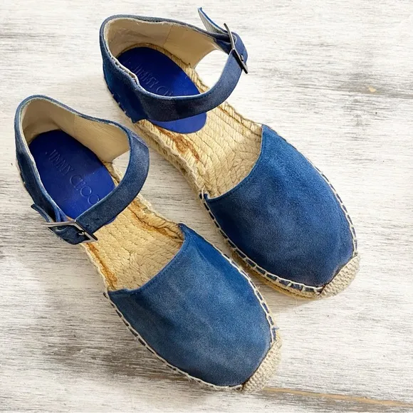 Jimmy Choo Blue Suede Delphine Espadrilles size 37