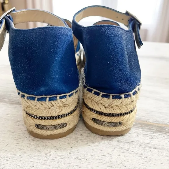 Jimmy Choo Blue Suede Delphine Espadrilles size 37