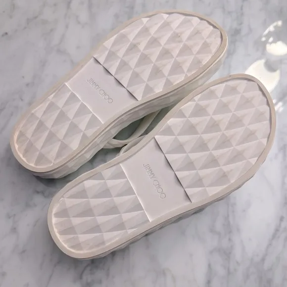 JIMMY CHOODiamond embossed rubber platform pool slides flip flops $375