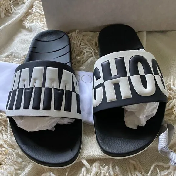 Jimmy Choo Rey Logo Embossed Men’s Slides Size 11