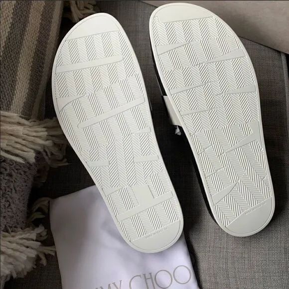 Jimmy Choo Rey Logo Embossed Men’s Slides Size 11