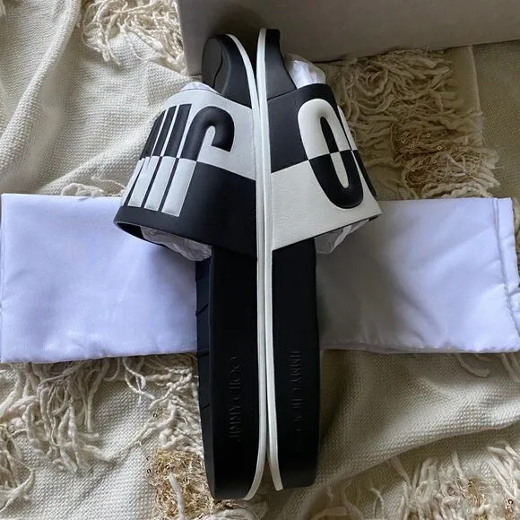 Jimmy Choo Rey Logo Embossed Men’s Slides Size 11