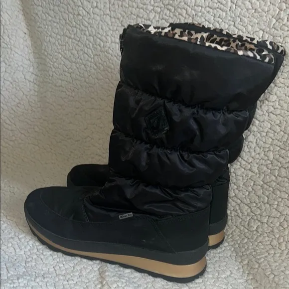 JOG DOG Black Quilted Nylon Suede Zip Up Winter Boots