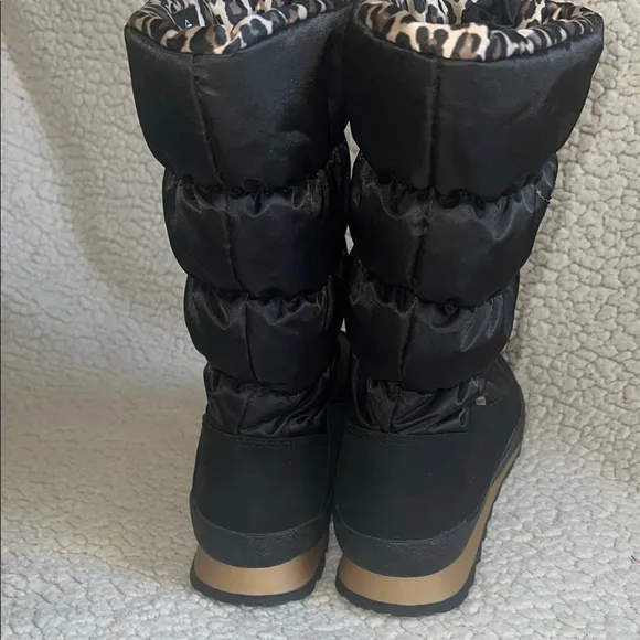 JOG DOG Black Quilted Nylon Suede Zip Up Winter Boots