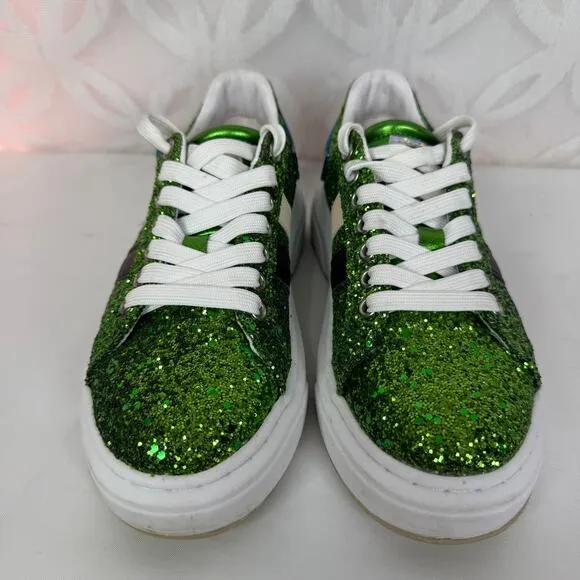 John Richmond Green Glitter Fashion Sneaker Size 6 EU 36