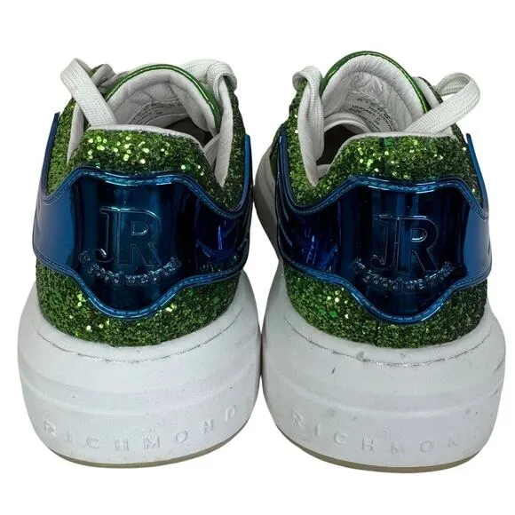 John Richmond Green Glitter Fashion Sneaker Size 6 EU 36