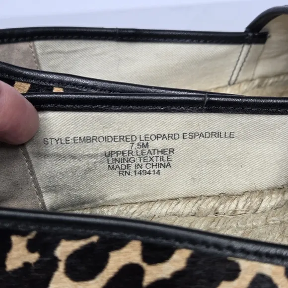 Johnny Was Embroidered Leopard Espadrille Floral Animal Print Women's Size 7.5