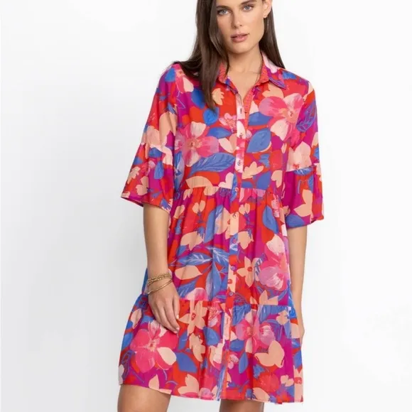 Johnny Was Giverney Gardens Ruffle Sleeve Dress Womens Size X Small