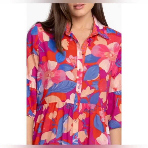Johnny Was Giverney Gardens Ruffle Sleeve Dress Womens Size X Small