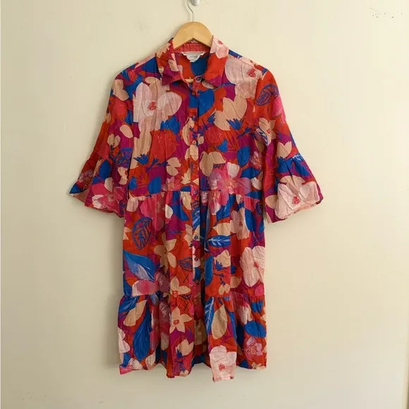 Johnny Was Giverney Gardens Ruffle Sleeve Dress Womens Size X Small