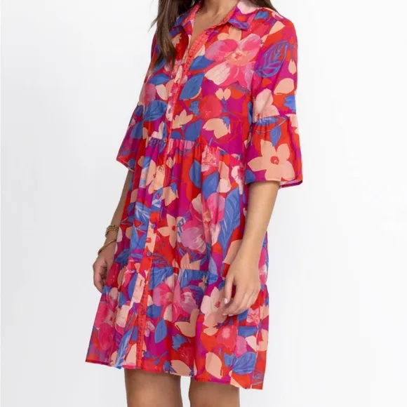 Johnny Was Giverney Gardens Ruffle Sleeve Dress Womens Size X Small